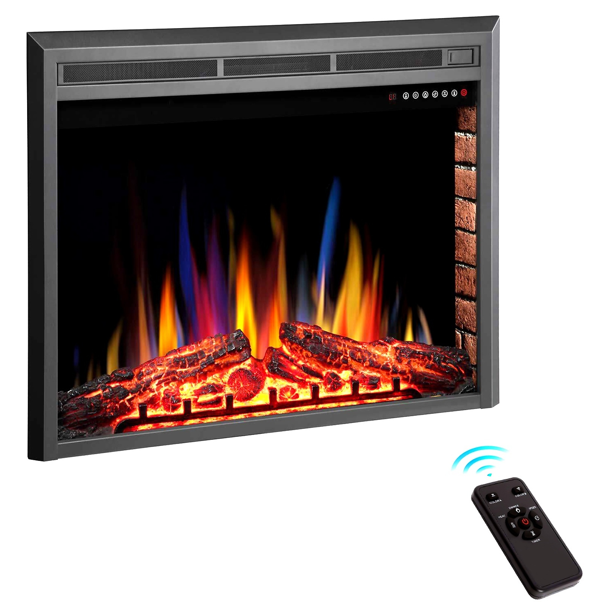 EdenDirect Ventless Electric Fireplace Insert — 36in., Remote Control, Adjustable LED Flame Brightness, 750W/1500W, Model# NTE936A